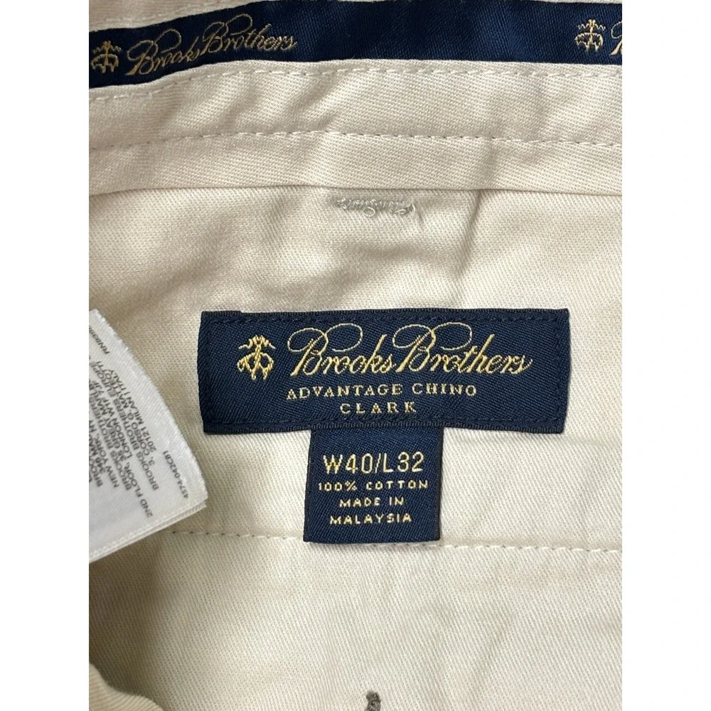 Brooks Brothers Advantage Chino Clark Pants Mens 40x32 Stone Beige Cotton